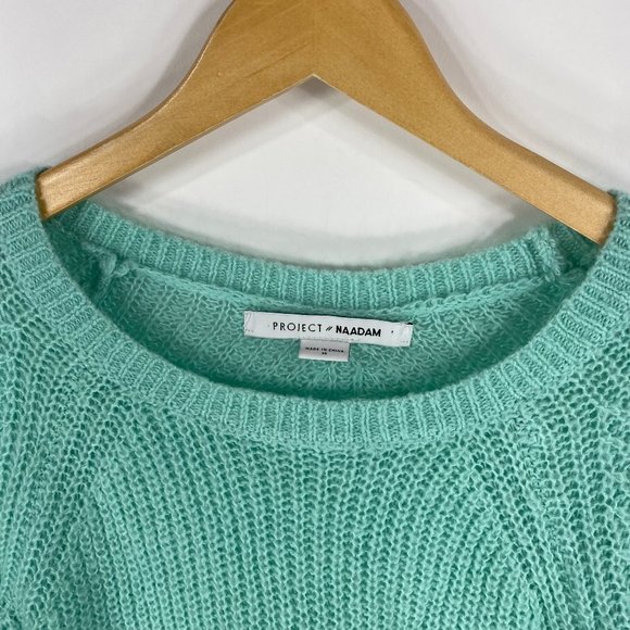 Project Naadam XS Sweater Pullover Bell Sleeve Tie Mint Green Open Knit Acrylic - Picture 5 of 11